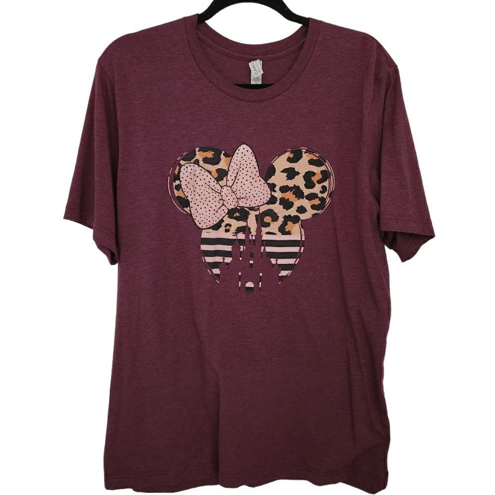 Belle Canvas Womens Graphic Shirt Sleeve T-Shirt Minnie Ears Castle Size XL